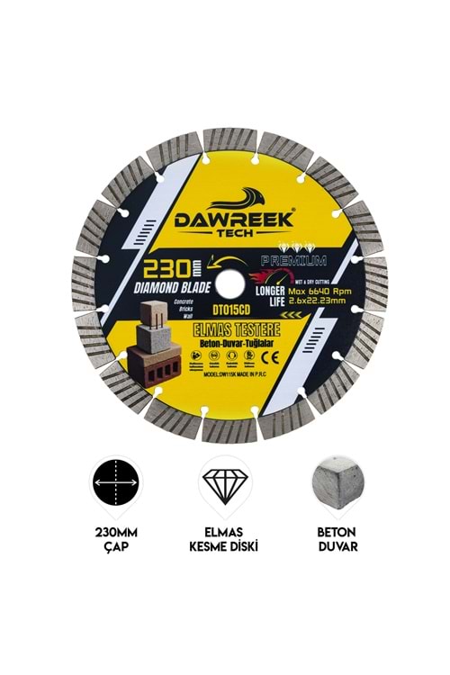 230mm Premium Segmentli Elmas Testere Beton (Beton-Duvar-Tuğla)