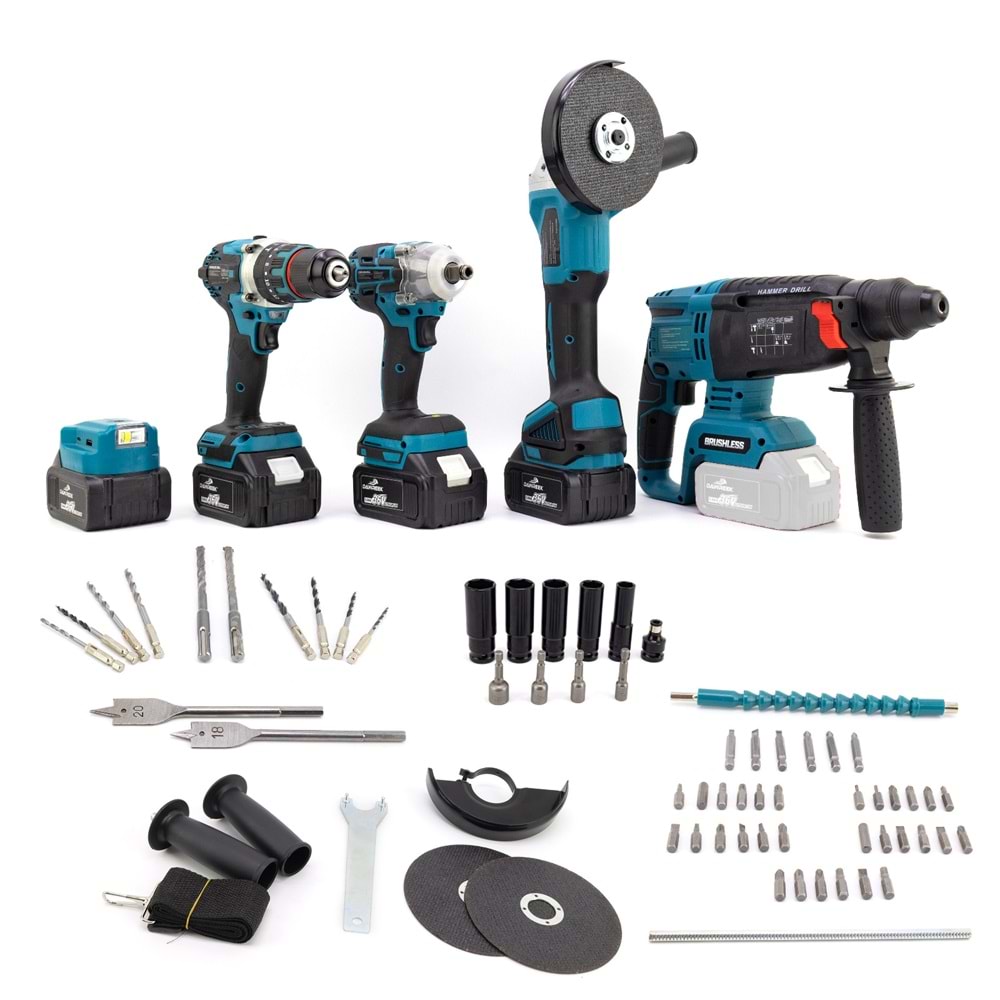 Beşli Set MK350 (Power Bank Led 13mm Ç.Mandren+S.Sıkma+Ş.Spral+Ş.Hilti)