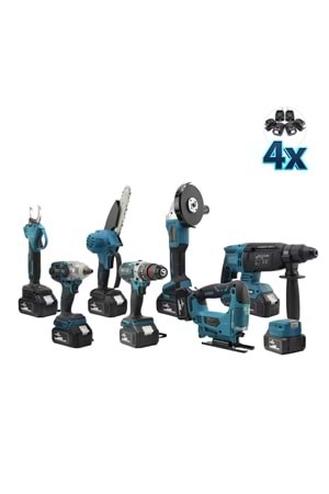 Sekizli Set DBML (LED Aydınlatma+ Ş.Hilti+Ş.spral+S.Sıkma+13mm Ç.Mandren+Ş.Dekupaj+Budama Testeresi+Bağ Makas)