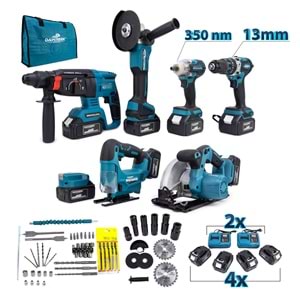 YEDİLİ SET MK350 (POWERBANK&LED+ Ş.Hilti+Ş.spral+S.Sıkma+13mm Ç.Mandren+Ş.Dekupaj+Sunta Kesme)