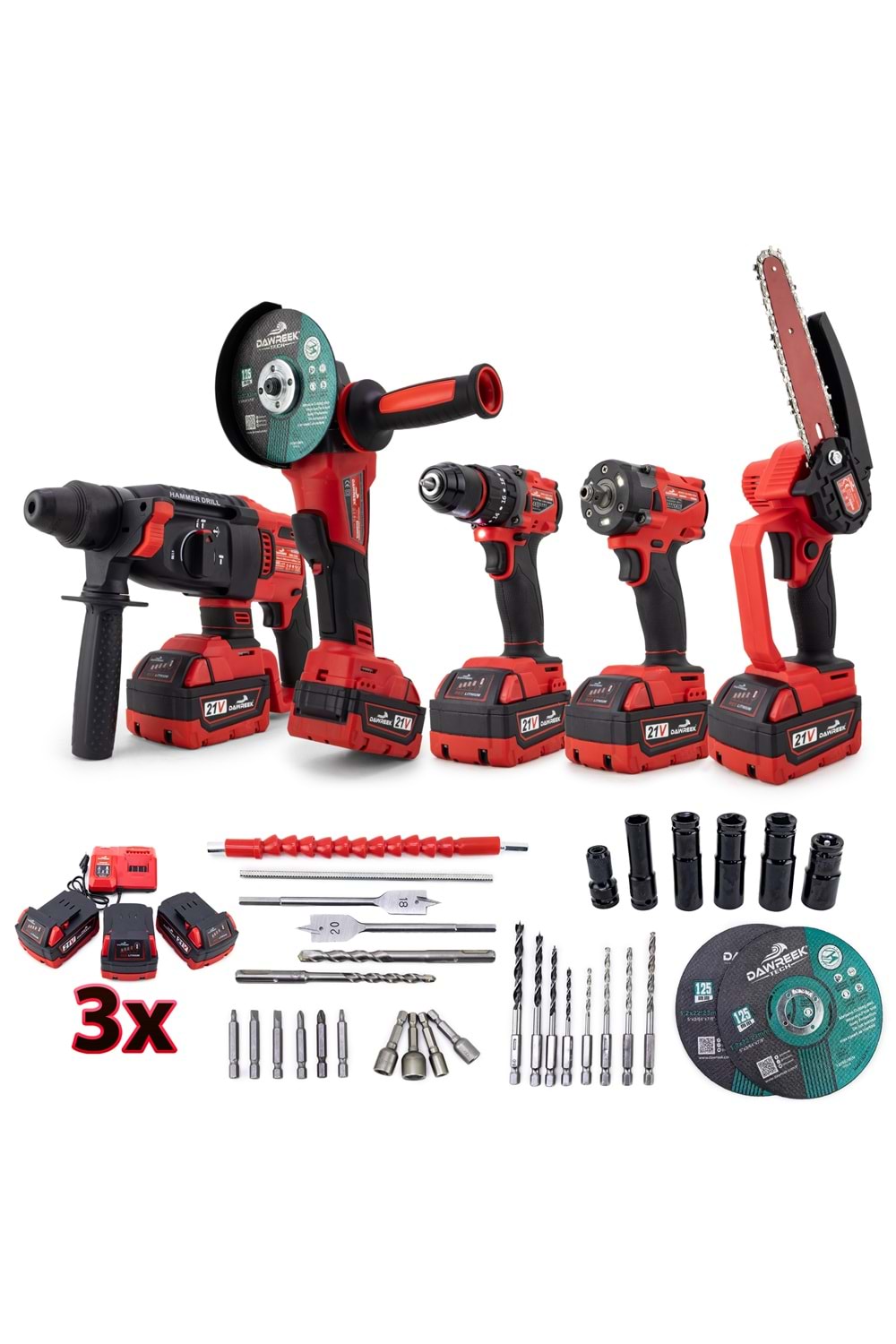 Beşli set MW350R (10mm Ç.Mandren+S.Sıkma+Ş.Spral+Ş.Hilti+Budama)