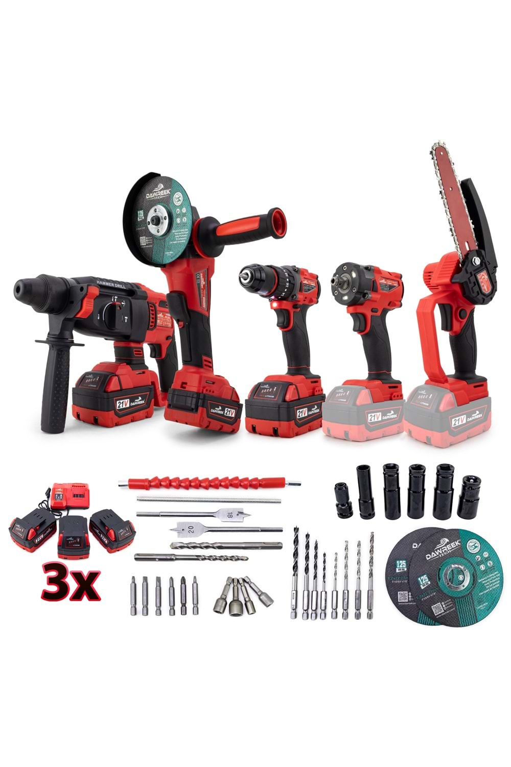 Beşli set MW350R (10mm Ç.Mandren+S.Sıkma+Ş.Spral+Ş.Hilti+Budama)