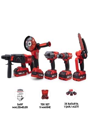 Beşli set MW600R (13mm Ç.Mandren+S.Sıkma+Ş.Spral+Ş.Hilti+Budama)
