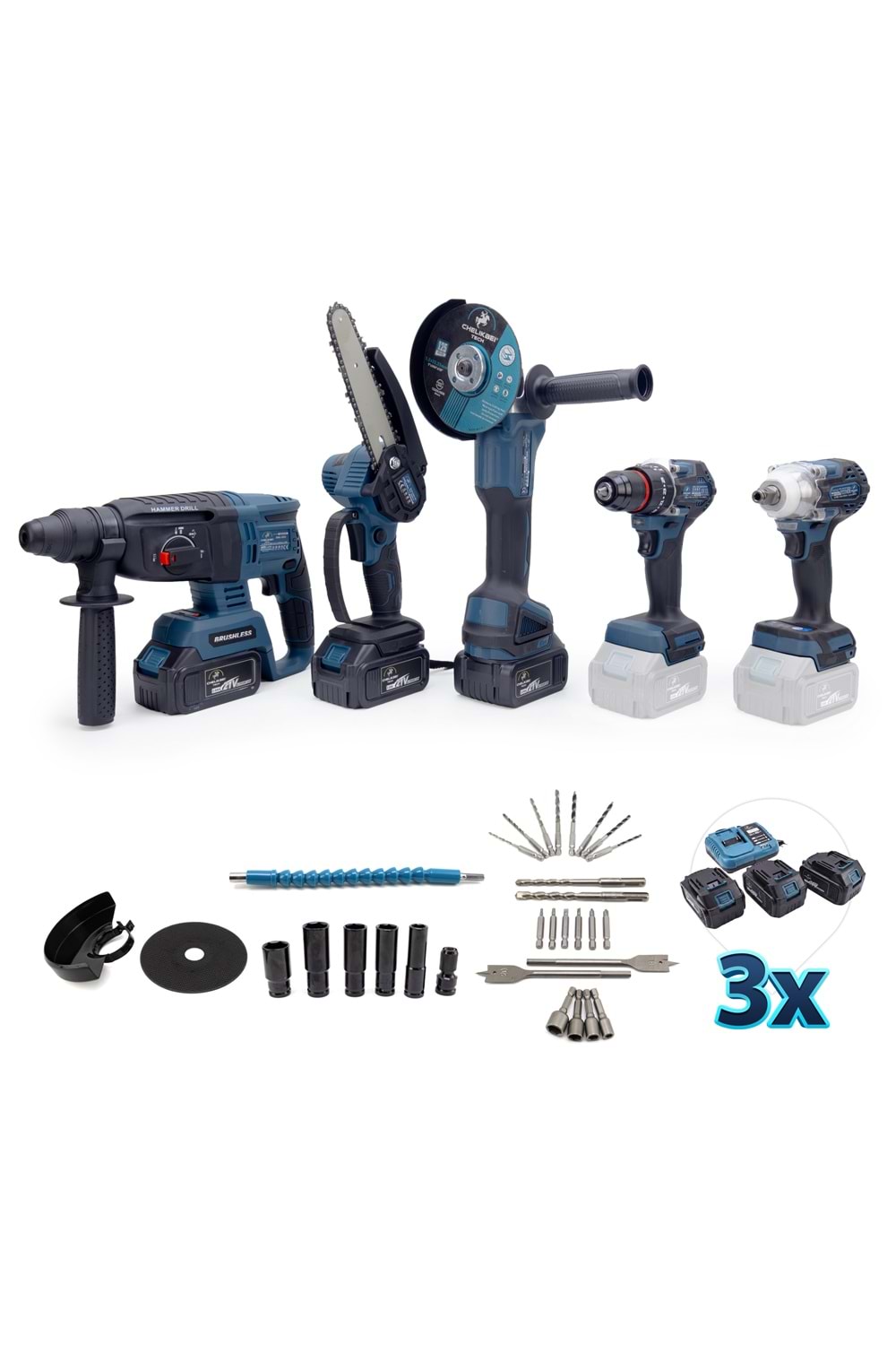 CHELİKBEI Beşli Set BS350 (10mm Ç.Mandren+S.Sıkma+Ş.Spral+Ş.Hilti+Budama)