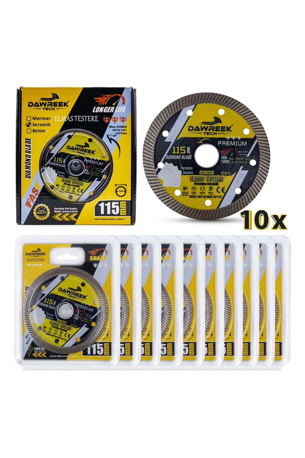 115mm Premium İnce Turbo Pro Elmas Testere (Porselen-Seramik)