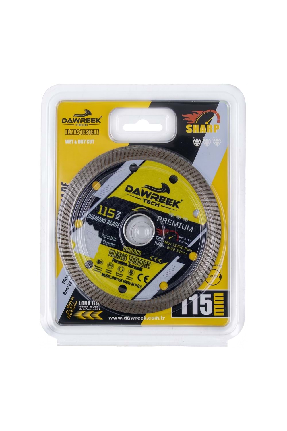115mm Premium İnce Turbo Pro Elmas Testere (Porselen-Seramik)