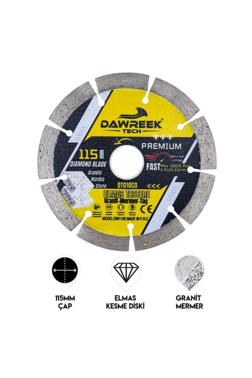 115mm Premium Segmentli Turbo Elmas Testere (Granit-Mermer-Taş)