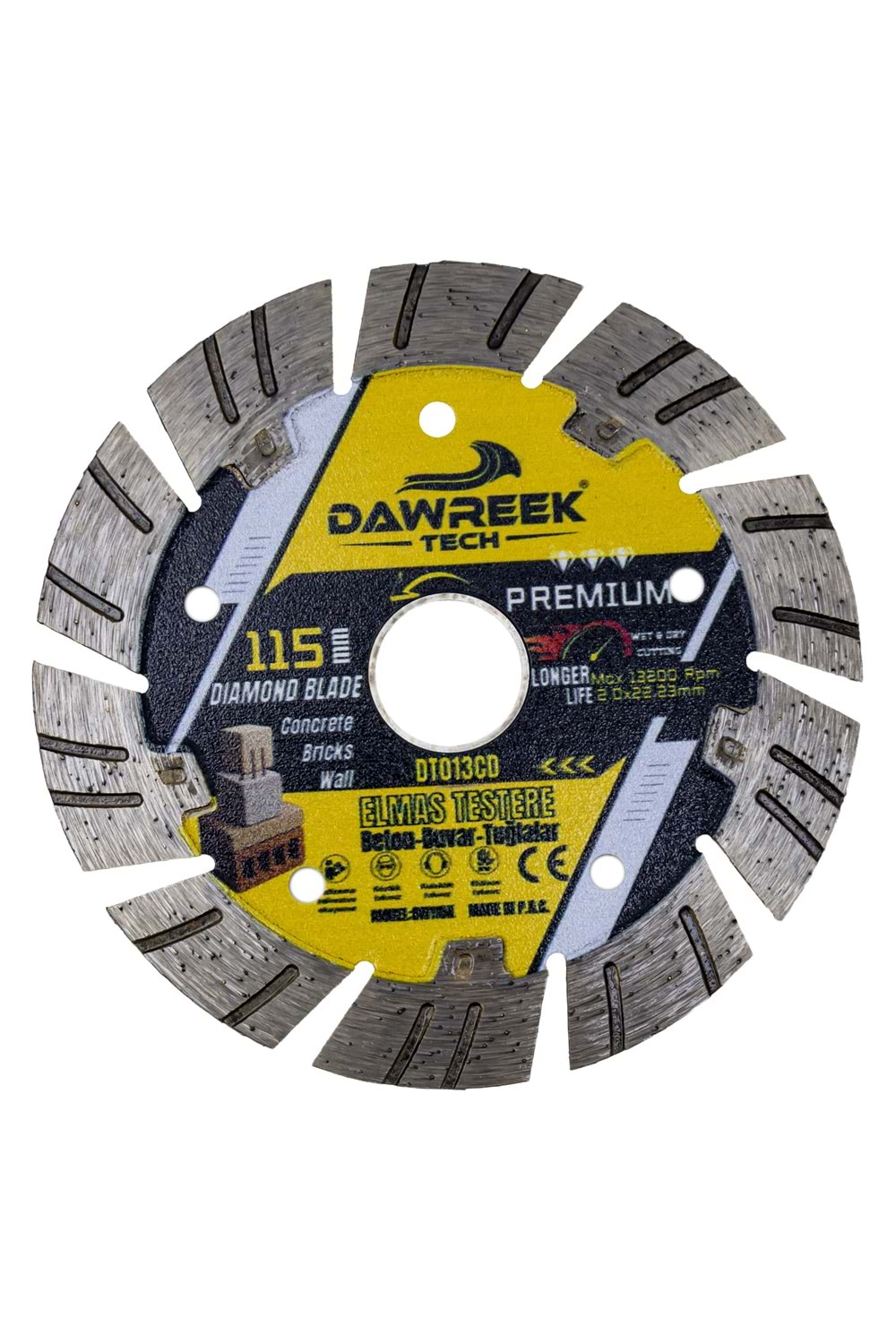115mm Premium Segmentli Elmas Testere (Beton-Duvar-Tuğla)