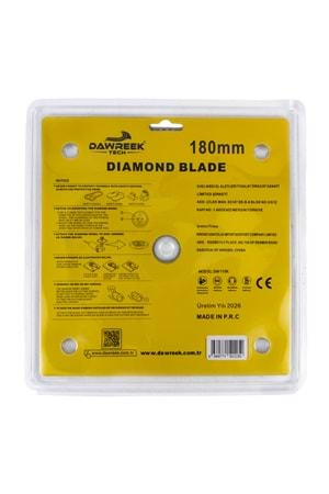 180mm Premium Segmentli Elmas Testere (Beton-Duvar-Tuğla)
